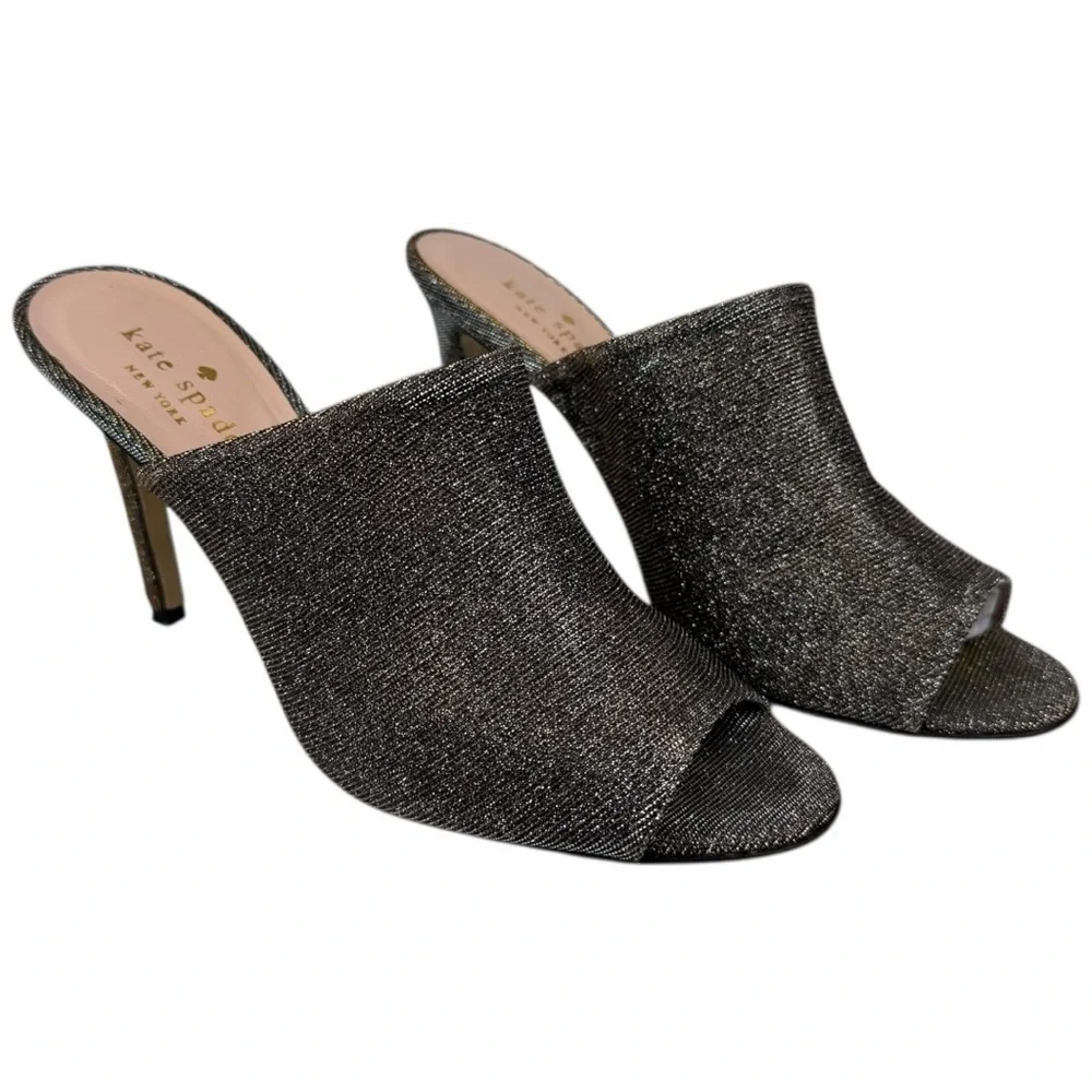 Kate Spade New York Peep-Toe Polished Glitter High Mule Women's Size 8B